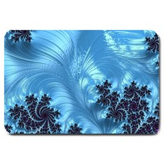 Fractal Art Feather Swirls Puffy Large Doormat  by Pakrebo