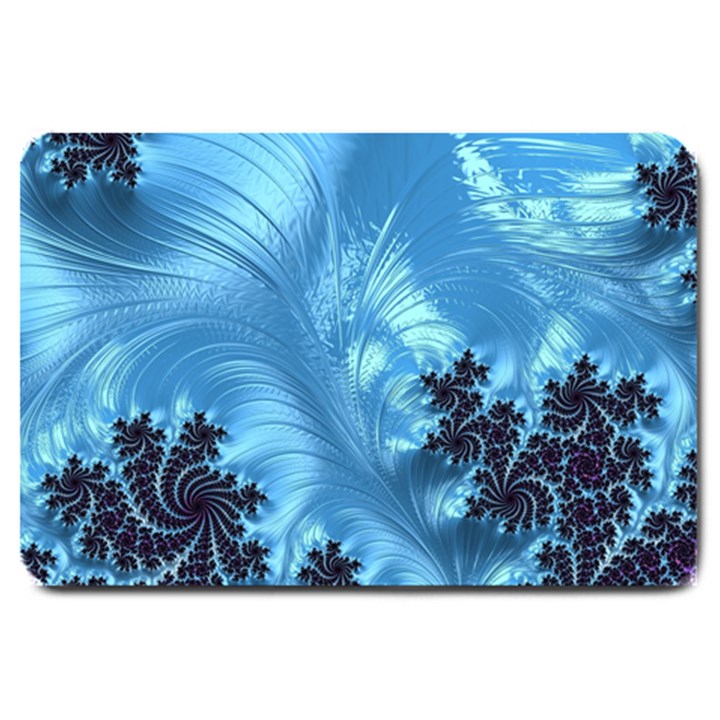 Fractal Art Feather Swirls Puffy Large Doormat 