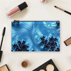 Fractal Art Feather Swirls Puffy Cosmetic Bag (medium) by Pakrebo