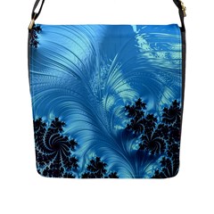 Fractal Art Feather Swirls Puffy Flap Closure Messenger Bag (l) by Pakrebo