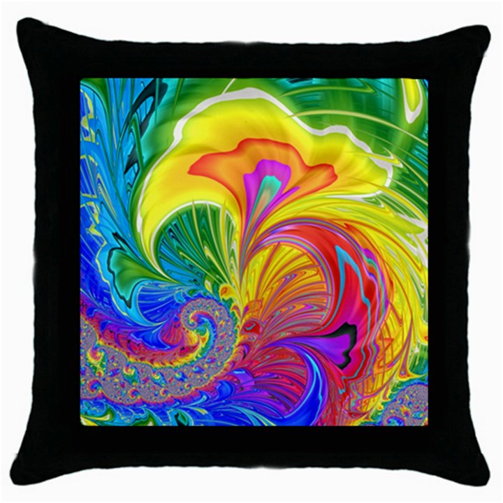 Fractal Bright Exploding Brilliant Throw Pillow Case (Black)