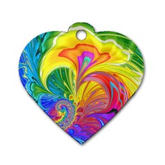 Fractal Bright Exploding Brilliant Dog Tag Heart (one Side) by Pakrebo