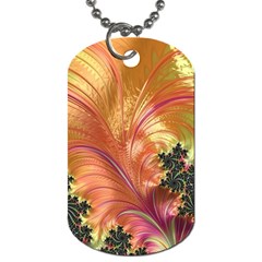 Fractal Feather Artwork Art Dog Tag (one Side) by Pakrebo