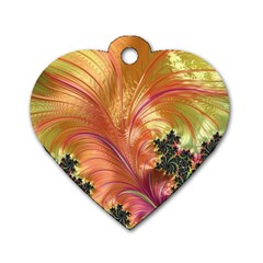 Fractal Feather Artwork Art Dog Tag Heart (one Side) by Pakrebo