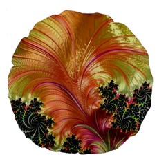 Fractal Feather Artwork Art Large 18  Premium Flano Round Cushions by Pakrebo