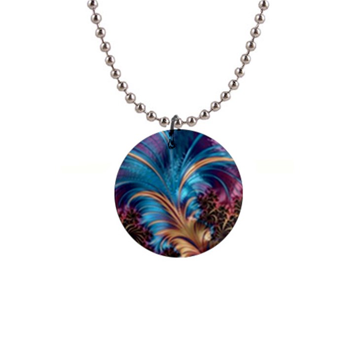 Fractal Art Artwork Psychedelic 1  Button Necklace