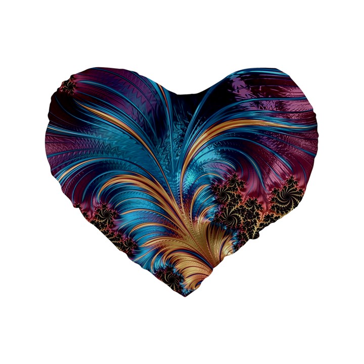 Fractal Art Artwork Psychedelic Standard 16  Premium Flano Heart Shape Cushions