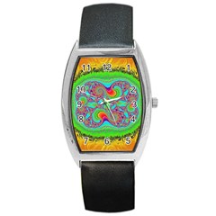 Fractal Art Design Fantasy Light Barrel Style Metal Watch by Pakrebo