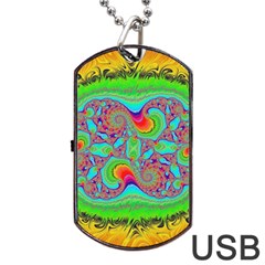 Fractal Art Design Fantasy Light Dog Tag Usb Flash (two Sides) by Pakrebo