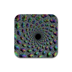 Fractal Rainbow Art Artwork Design Rubber Square Coaster (4 Pack)  by Pakrebo