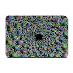 Fractal Rainbow Art Artwork Design Small Doormat  by Pakrebo