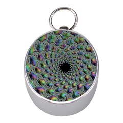 Fractal Rainbow Art Artwork Design Mini Silver Compasses by Pakrebo