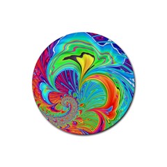 Fractal Art Psychedelic Fantasy Rubber Coaster (round)  by Pakrebo