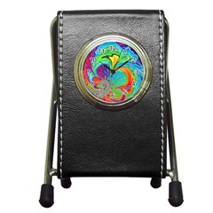 Fractal Art Psychedelic Fantasy Pen Holder Desk Clock