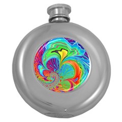 Fractal Art Psychedelic Fantasy Round Hip Flask (5 Oz) by Pakrebo