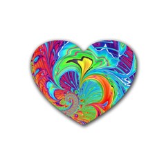 Fractal Art Psychedelic Fantasy Rubber Coaster (heart)  by Pakrebo