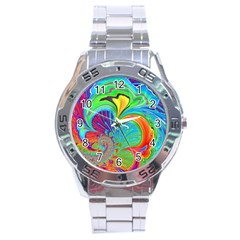 Fractal Art Psychedelic Fantasy Stainless Steel Analogue Watch by Pakrebo