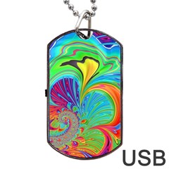 Fractal Art Psychedelic Fantasy Dog Tag Usb Flash (two Sides) by Pakrebo