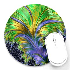 Fractal Gothic Dark Texture Round Mousepads by Pakrebo