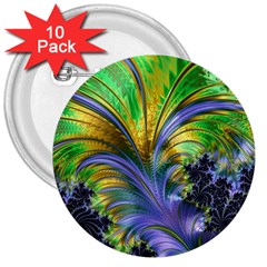 Fractal Gothic Dark Texture 3  Buttons (10 Pack)  by Pakrebo