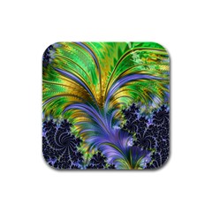 Fractal Gothic Dark Texture Rubber Square Coaster (4 Pack)  by Pakrebo