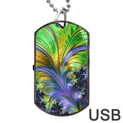 Fractal Gothic Dark Texture Dog Tag Usb Flash (one Side) by Pakrebo