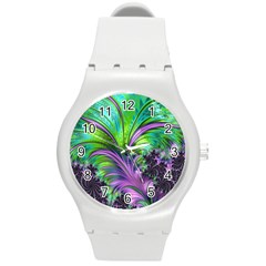 Fractal Art Artwork Feather Swirl Round Plastic Sport Watch (m) by Pakrebo