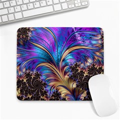 Fractal Feather Swirl Purple Blue Large Mousepads by Pakrebo