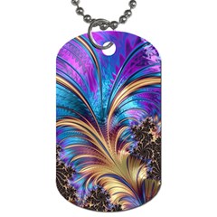 Fractal Feather Swirl Purple Blue Dog Tag (one Side) by Pakrebo