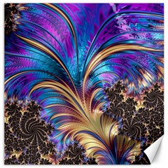 Fractal Feather Swirl Purple Blue Canvas 12  X 12  by Pakrebo