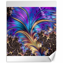 Fractal Feather Swirl Purple Blue Canvas 16  X 20  by Pakrebo