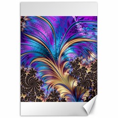 Fractal Feather Swirl Purple Blue Canvas 20  X 30  by Pakrebo