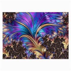 Fractal Feather Swirl Purple Blue Large Glasses Cloth by Pakrebo