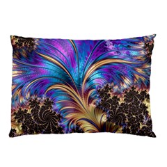 Fractal Feather Swirl Purple Blue Pillow Case by Pakrebo