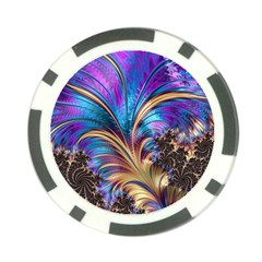 Fractal Feather Swirl Purple Blue Poker Chip Card Guard (10 Pack) by Pakrebo