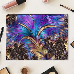 Fractal Feather Swirl Purple Blue Cosmetic Bag (xl) by Pakrebo