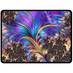 Fractal Feather Swirl Purple Blue Fleece Blanket (large)  by Pakrebo