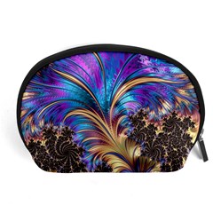 Fractal Feather Swirl Purple Blue Accessory Pouch (large) by Pakrebo