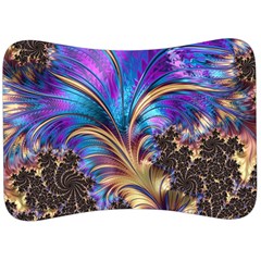 Fractal Feather Swirl Purple Blue Velour Seat Head Rest Cushion by Pakrebo