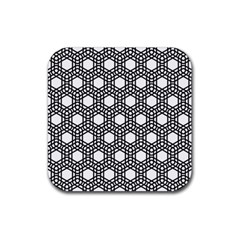 Geometric Floral Curved Shape Motif Rubber Coaster (square)  by Pakrebo