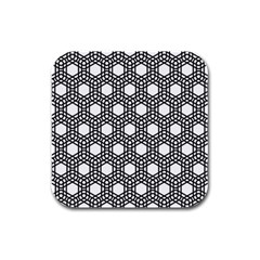 Geometric Floral Curved Shape Motif Rubber Square Coaster (4 Pack)  by Pakrebo