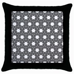 Geometric Floral Curved Shape Motif Throw Pillow Case (black) by Pakrebo