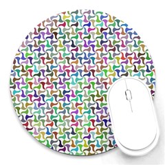 Geometric Floral Shape Geometrical Round Mousepads by Pakrebo