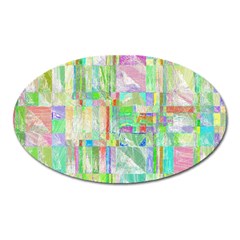 Pastel Quilt Background Texture Oval Magnet by Pakrebo