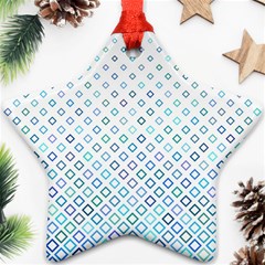 Square Pattern Geometric Blue Ornament (star) by Pakrebo