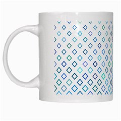 Square Pattern Geometric Blue White Mugs by Pakrebo