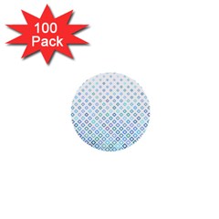 Square Pattern Geometric Blue 1  Mini Buttons (100 Pack) 