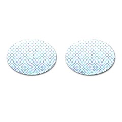 Square Pattern Geometric Blue Cufflinks (oval)