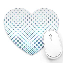 Square Pattern Geometric Blue Heart Mousepads by Pakrebo