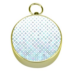 Square Pattern Geometric Blue Gold Compasses by Pakrebo